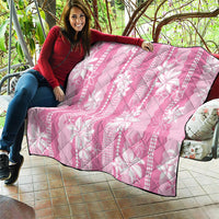 Hawaii Kakau Tribal Quilt With Pink Tiare