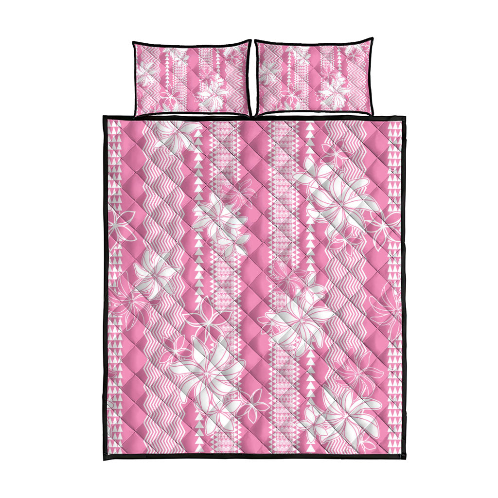 Hawaii Kakau Tribal Quilt Bed Set With Pink Tiare