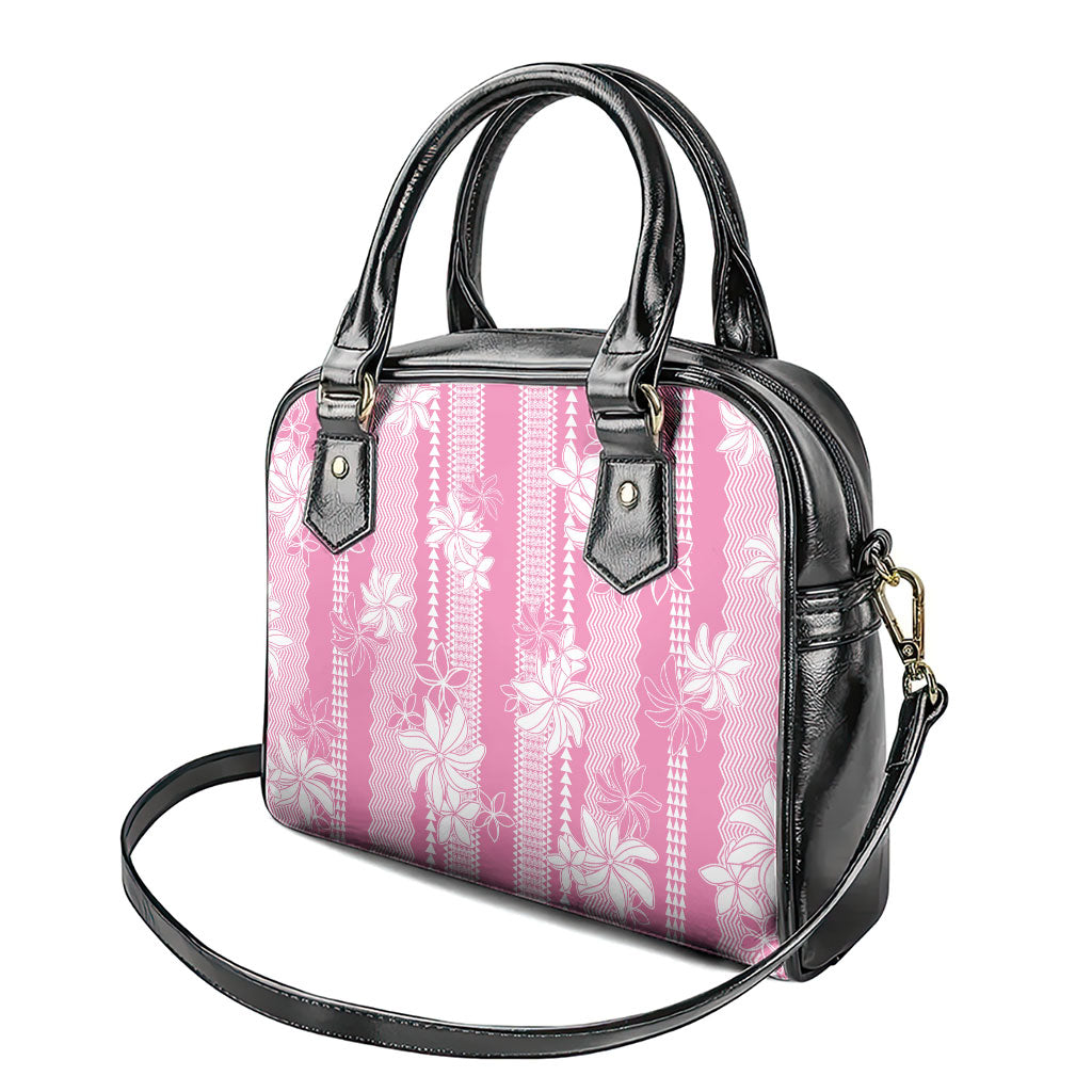 Hawaii Kakau Tribal Shoulder Handbag With Pink Tiare