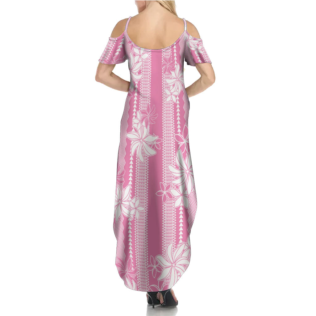 Hawaii Kakau Tribal Summer Maxi Dress With Pink Tiare