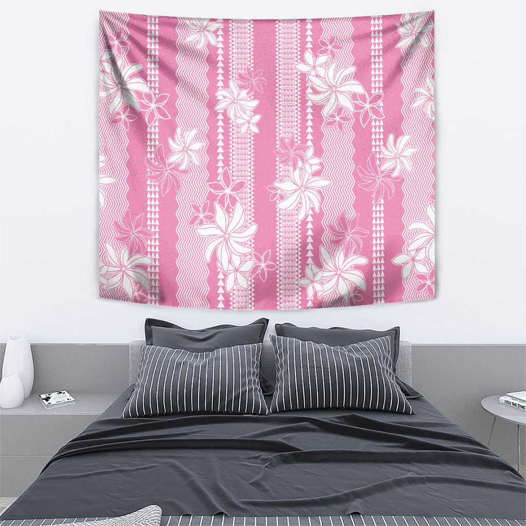 Hawaii Kakau Tribal Tapestry With Pink Tiare
