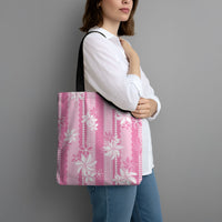 Hawaii Kakau Tribal Tote Bag With Pink Tiare