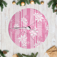 Hawaii Kakau Tribal Tree Skirt With Pink Tiare