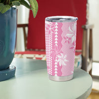 Hawaii Kakau Tribal Tumbler Cup With Pink Tiare