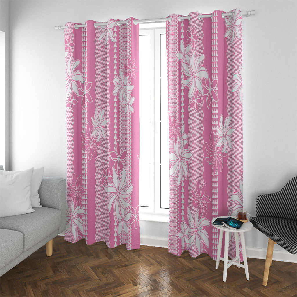Hawaii Kakau Tribal Window Curtain With Pink Tiare