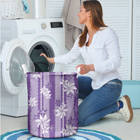 Hawaii Kakau Tribal Laundry Basket With Purple Tiare