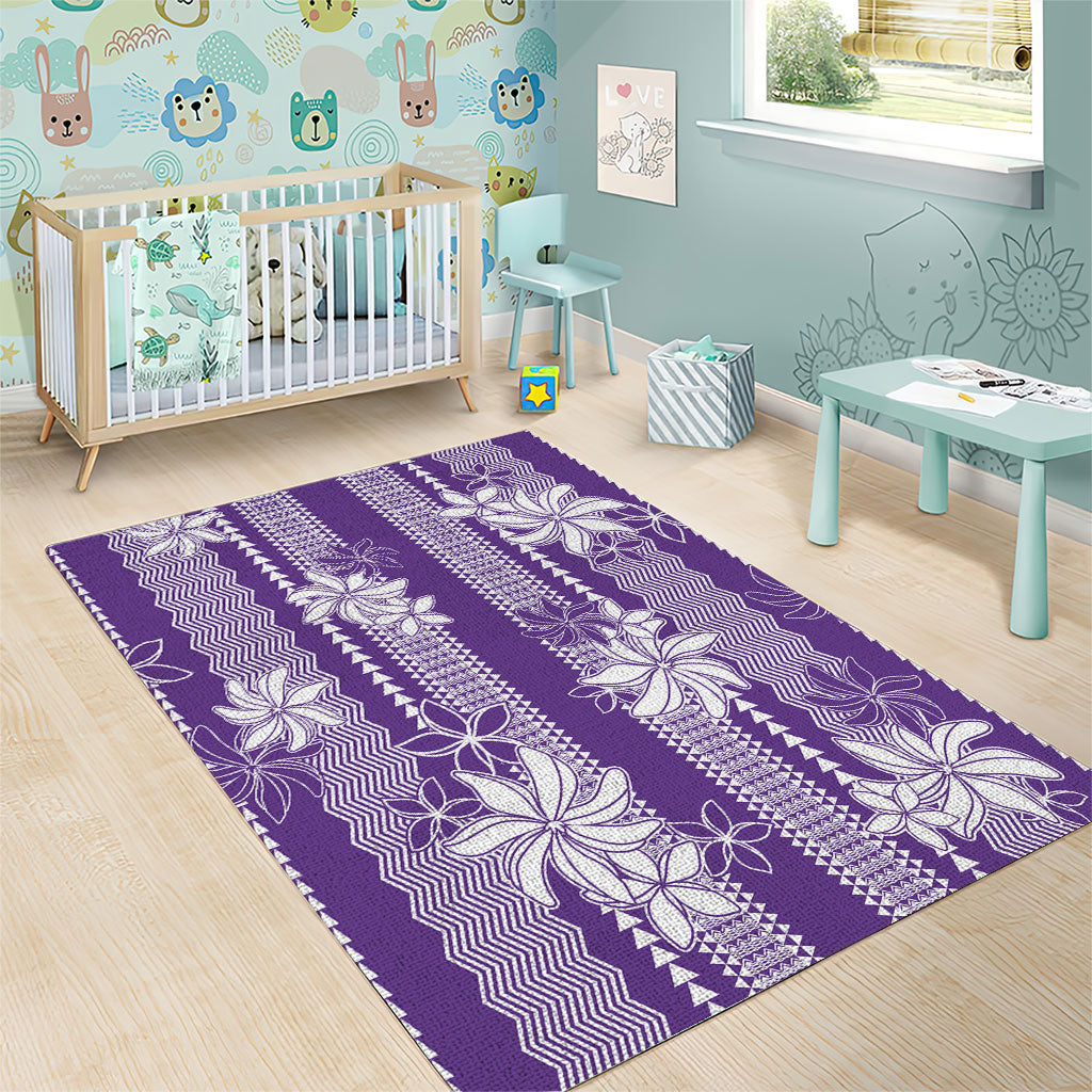 Hawaii Kakau Tribal Area Rug With Purple Tiare