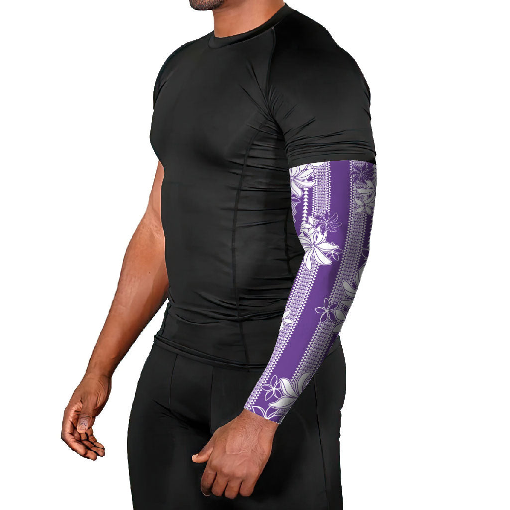 Hawaii Kakau Tribal Arm Sleeves With Purple Tiare