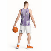 Hawaii Kakau Tribal Basketball Jersey With Purple Tiare