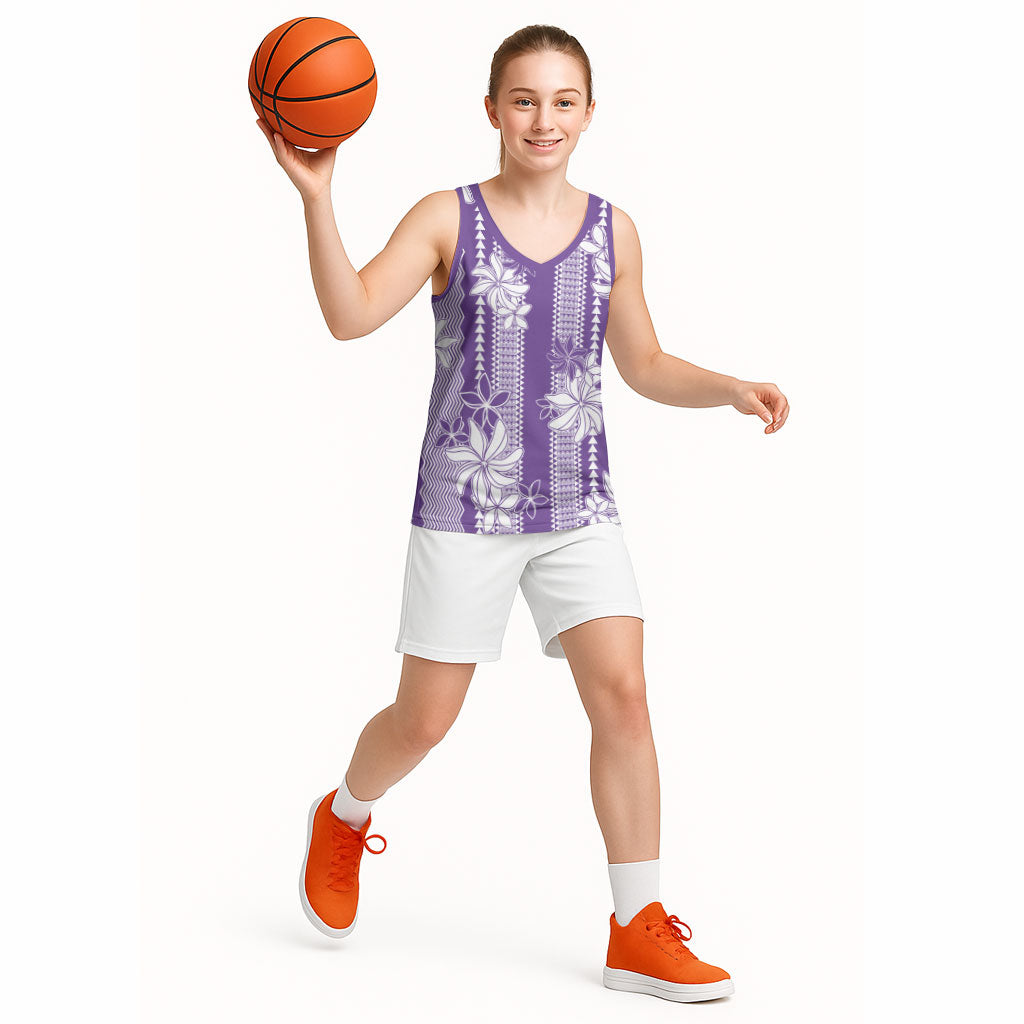 Hawaii Kakau Tribal Basketball Jersey With Purple Tiare
