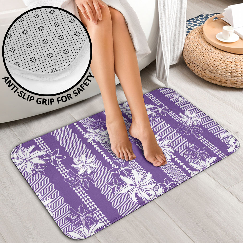 Hawaii Kakau Tribal Bathroom Set With Purple Tiare