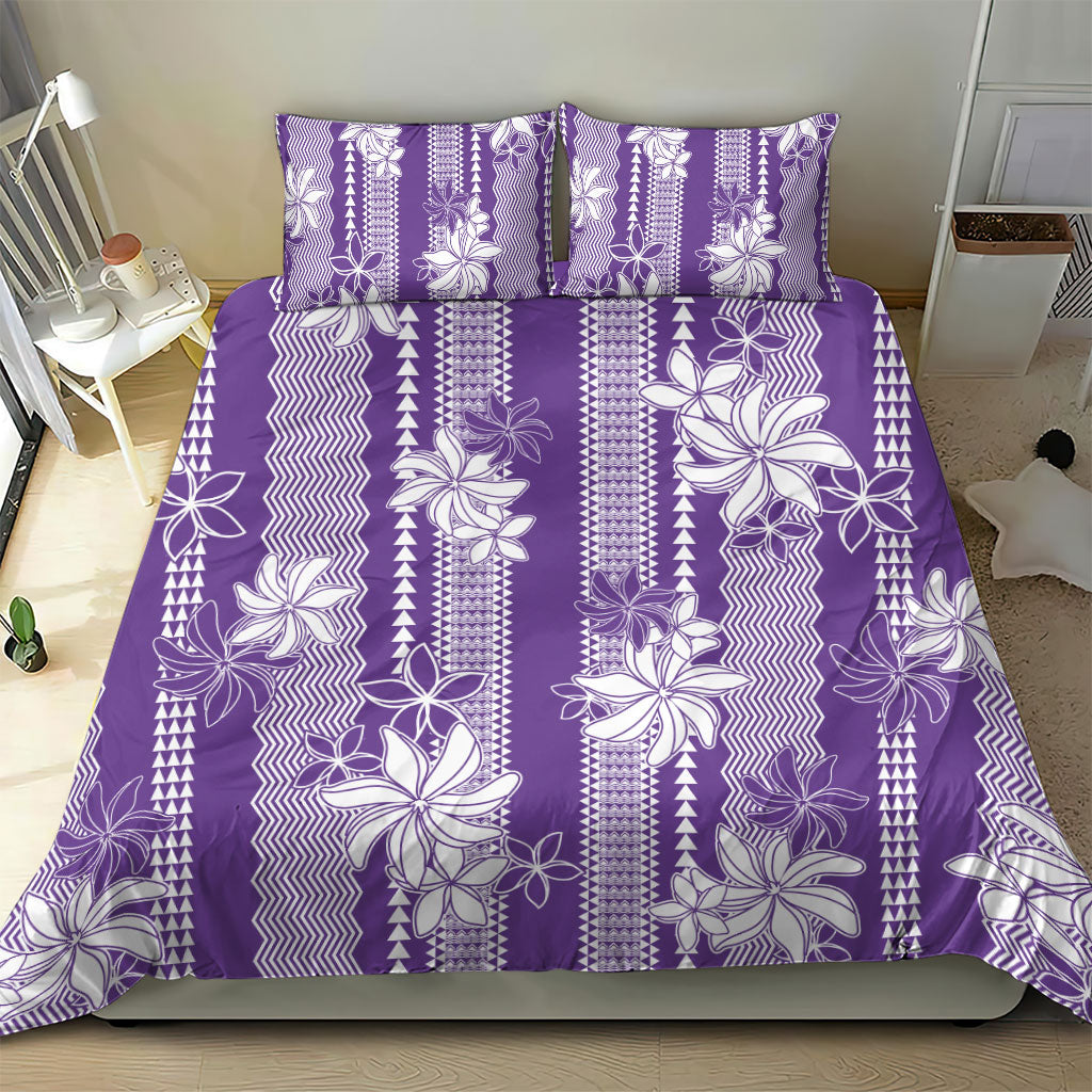 Hawaii Kakau Tribal Bedding Set With Purple Tiare