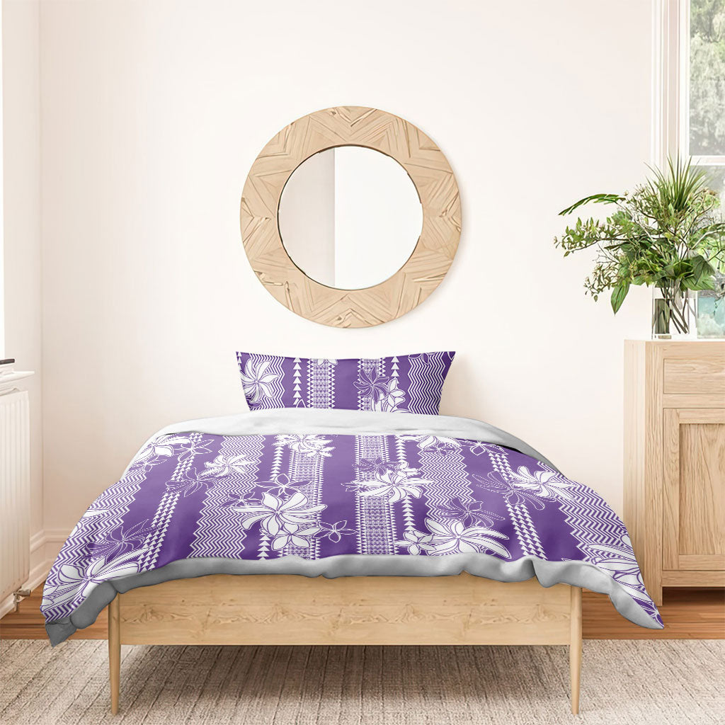 Hawaii Kakau Tribal Bedding Set With Purple Tiare