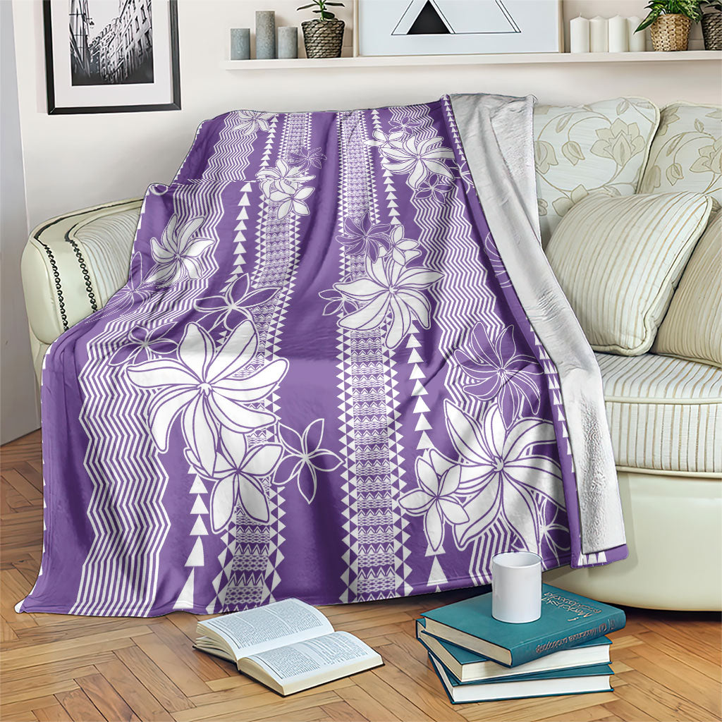 Hawaii Kakau Tribal Blanket With Purple Tiare