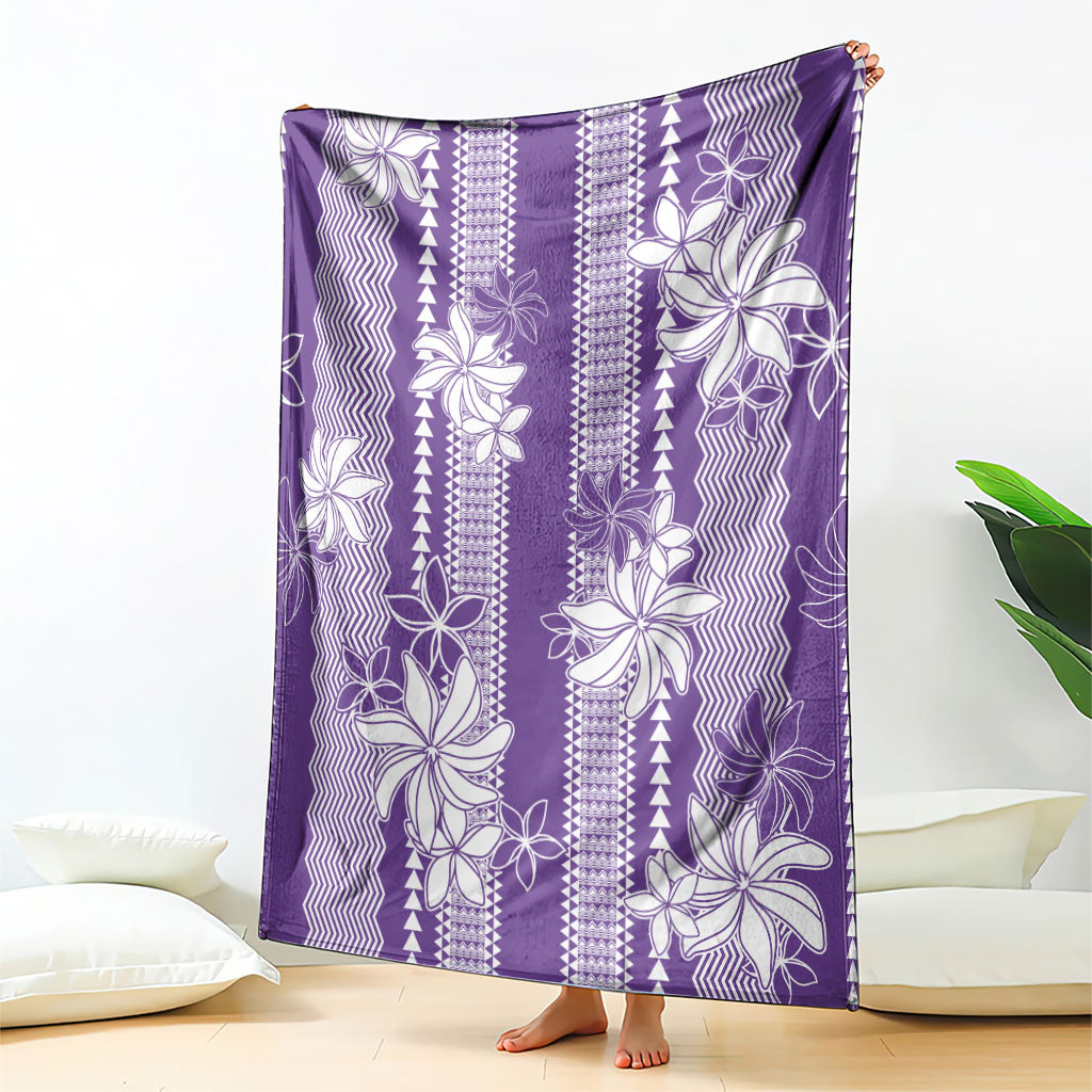 Hawaii Kakau Tribal Blanket With Purple Tiare