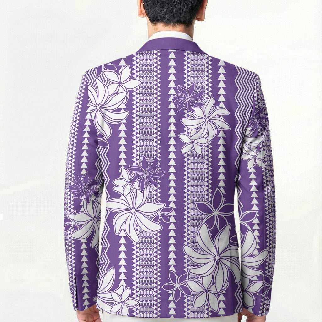 Hawaii Kakau Tribal Blazer With Purple Tiare