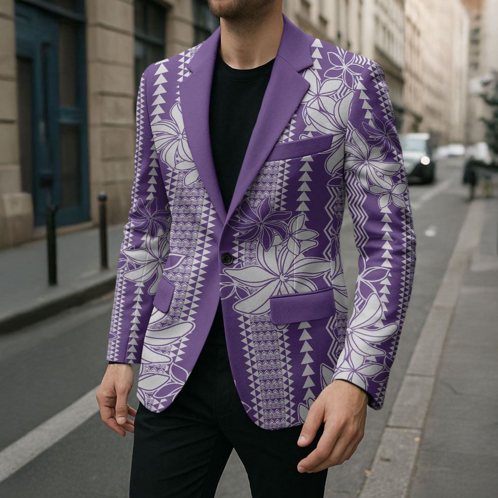 Hawaii Kakau Tribal Blazer With Purple Tiare