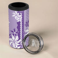 Hawaii Kakau Tribal 4 in 1 Can Cooler Tumbler With Purple Tiare