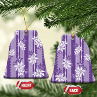 Hawaii Kakau Tribal Ceramic Ornament With Purple Tiare