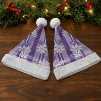 Hawaii Kakau Tribal Christmas Santa Hat With Purple Tiare LT05 - Polynesian Pride
