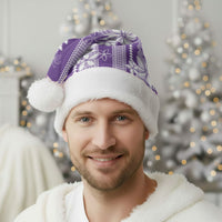 Hawaii Kakau Tribal Christmas Santa Hat With Purple Tiare LT05 - Polynesian Pride