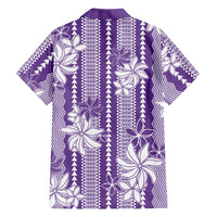 Hawaii Kakau Tribal Family Matching Long Sleeve Bodycon Dress and Hawaiian Shirt With Purple Tiare LT05 - Polynesian Pride