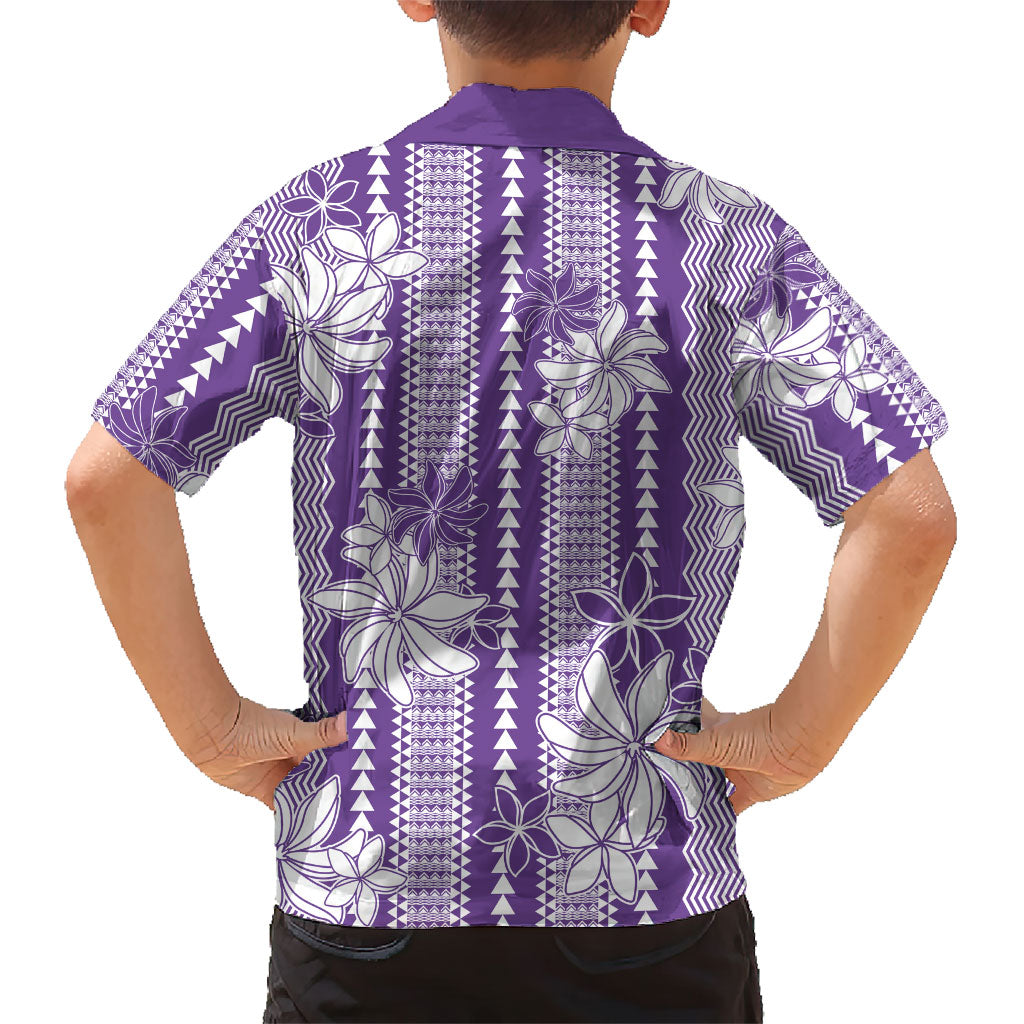 Hawaii Kakau Tribal Family Matching Off Shoulder Maxi Dress and Hawaiian Shirt With Purple Tiare LT05 - Polynesian Pride