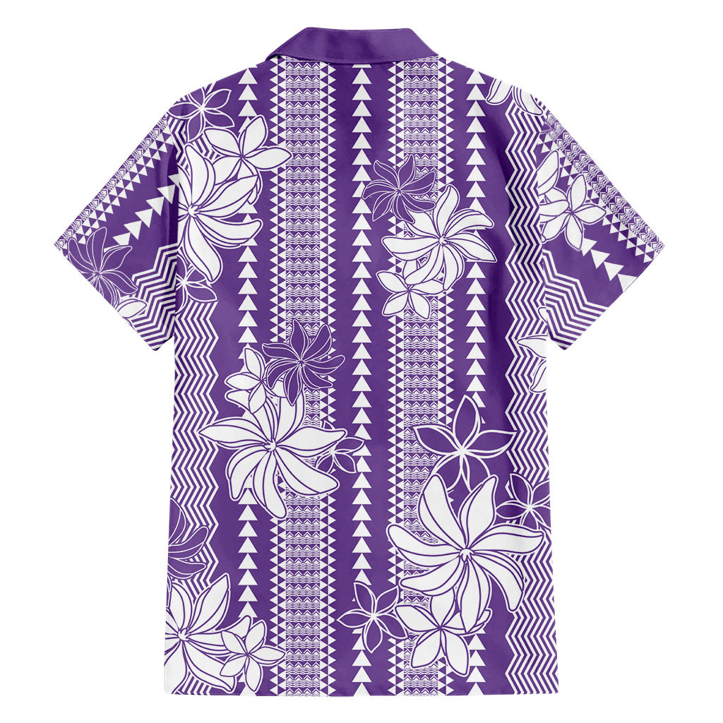 Hawaii Kakau Tribal Family Matching Short Sleeve Bodycon Dress and Hawaiian Shirt With Purple Tiare LT05 - Polynesian Pride