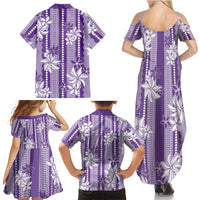 Hawaii Kakau Tribal Family Matching Summer Maxi Dress and Hawaiian Shirt With Purple Tiare LT05 - Polynesian Pride