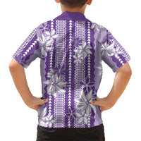 Hawaii Kakau Tribal Family Matching Tank Maxi Dress and Hawaiian Shirt With Purple Tiare LT05 - Polynesian Pride