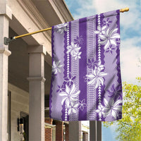 Hawaii Kakau Tribal Garden Flag With Purple Tiare