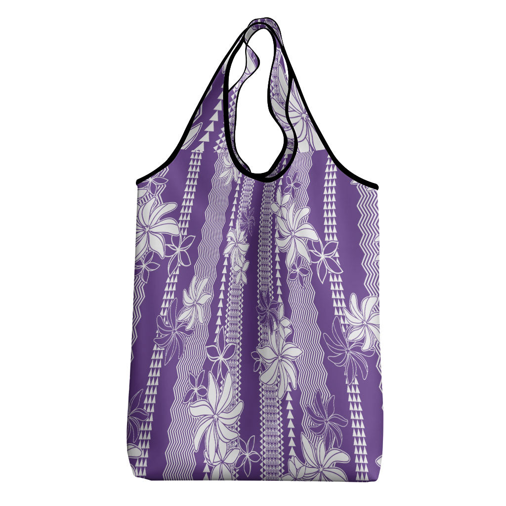 Hawaii Kakau Tribal Grocery Bag With Purple Tiare
