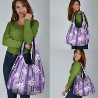 Hawaii Kakau Tribal Grocery Bag With Purple Tiare