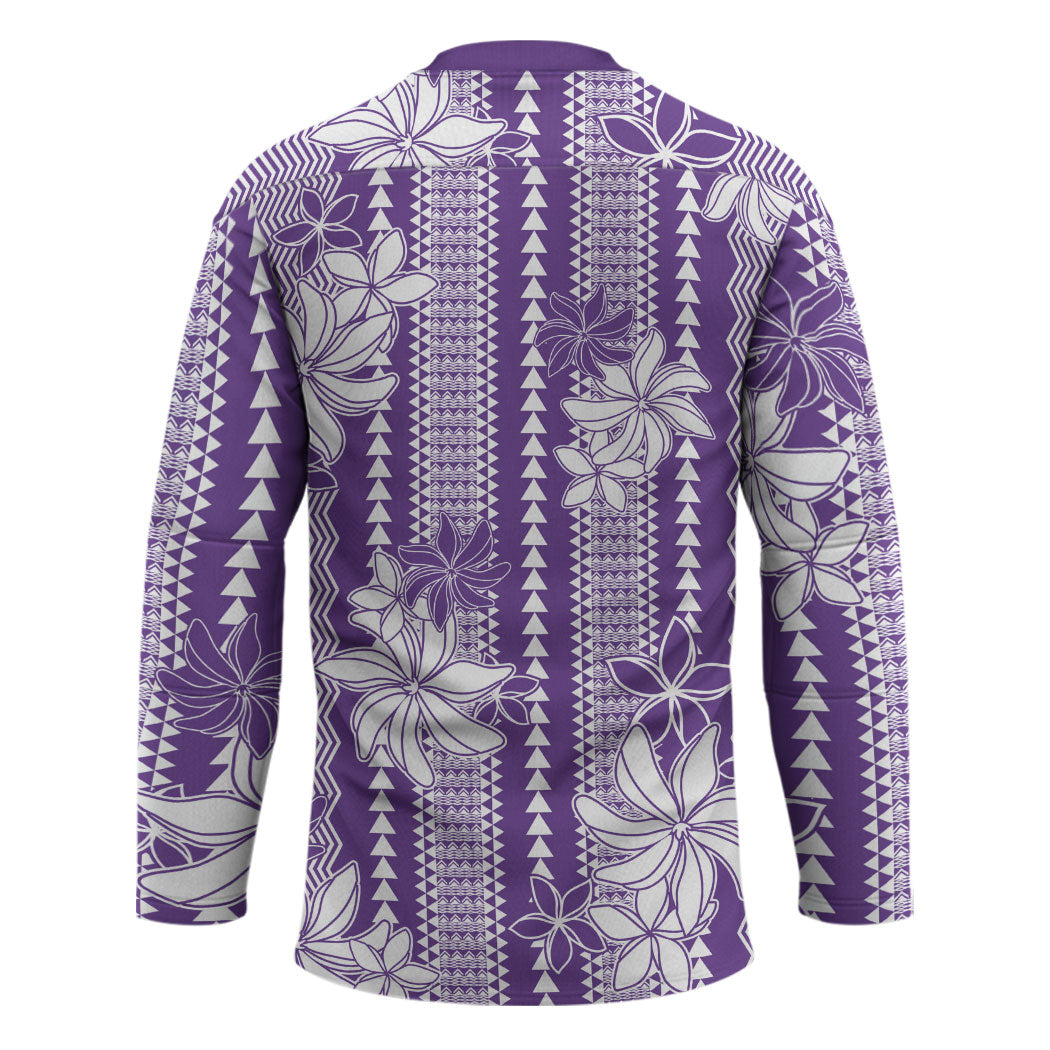 Hawaii Kakau Tribal Hockey Jersey With Purple Tiare