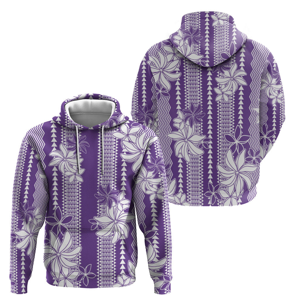 Hawaii Kakau Tribal Hoodie With Purple Tiare