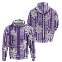 Hawaii Kakau Tribal Hoodie With Purple Tiare