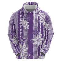 Hawaii Kakau Tribal Hoodie With Purple Tiare