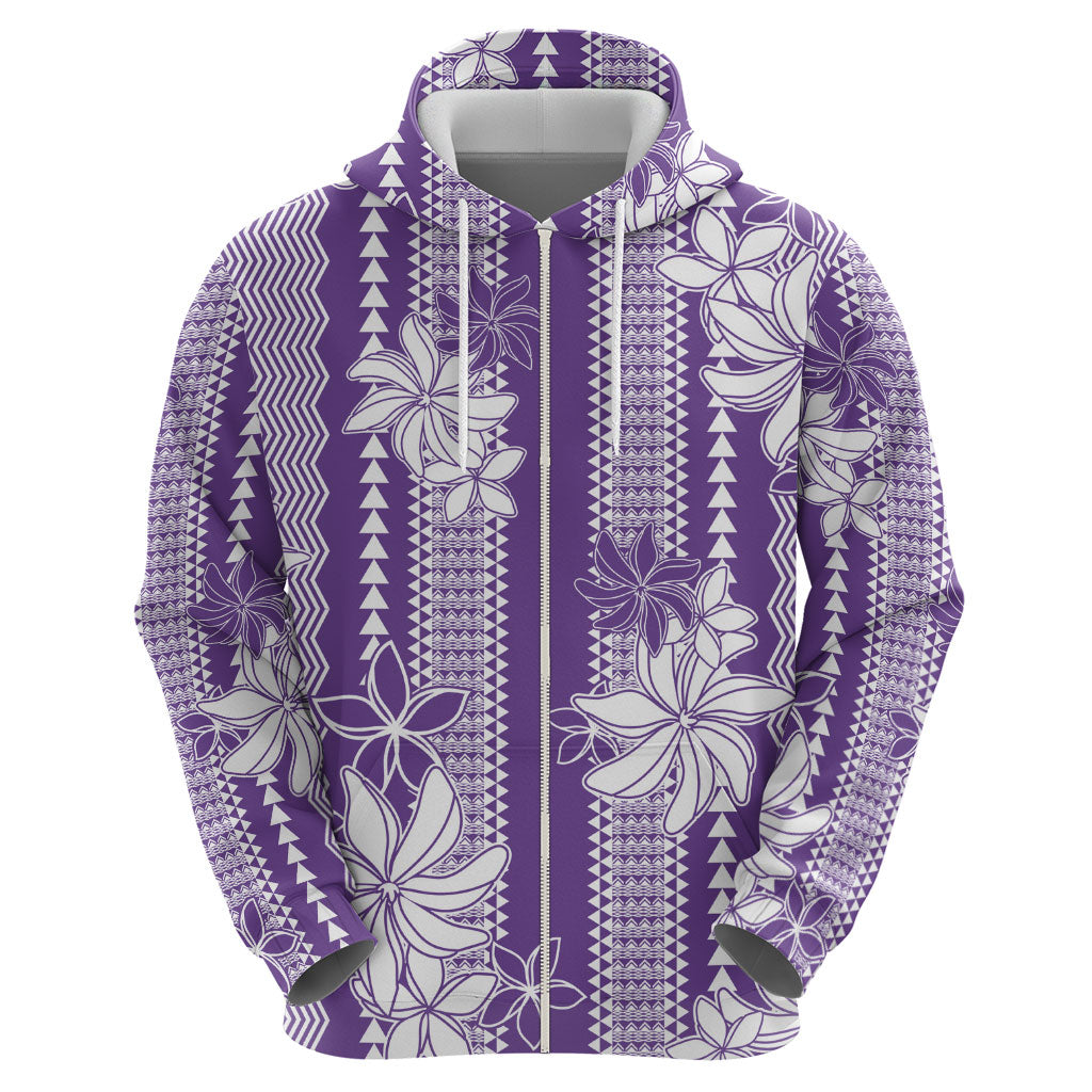 Hawaii Kakau Tribal Hoodie With Purple Tiare