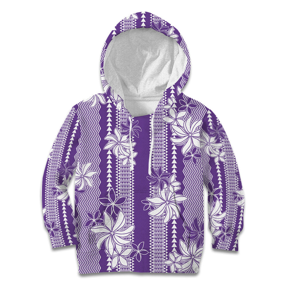 Hawaii Kakau Tribal Kid Hoodie With Purple Tiare
