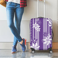 Hawaii Kakau Tribal Luggage Cover With Purple Tiare