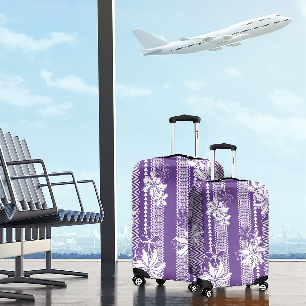 Hawaii Kakau Tribal Luggage Cover With Purple Tiare
