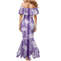 Hawaii Kakau Tribal Mermaid Dress With Purple Tiare