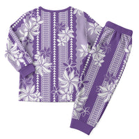 Hawaii Kakau Tribal Christmas Pajama Set With Purple Tiare LT05 - Polynesian Pride