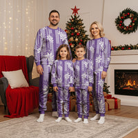 Hawaii Kakau Tribal Christmas Pajama Set With Purple Tiare LT05 - Polynesian Pride