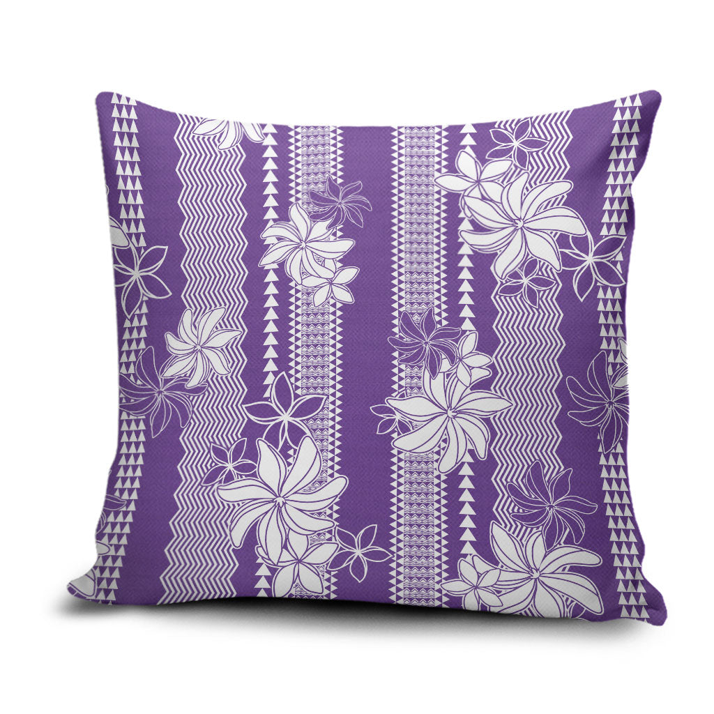 Hawaii Kakau Tribal Pillow Cover With Purple Tiare LT05 Purple - Polynesian Pride