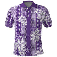 Hawaii Kakau Tribal Polo Shirt With Purple Tiare