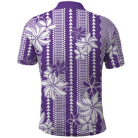 Hawaii Kakau Tribal Polo Shirt With Purple Tiare