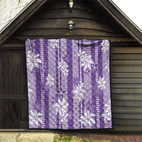 Hawaii Kakau Tribal Quilt With Purple Tiare