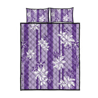 Hawaii Kakau Tribal Quilt Bed Set With Purple Tiare