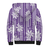 Hawaii Kakau Tribal Sherpa Hoodie With Purple Tiare